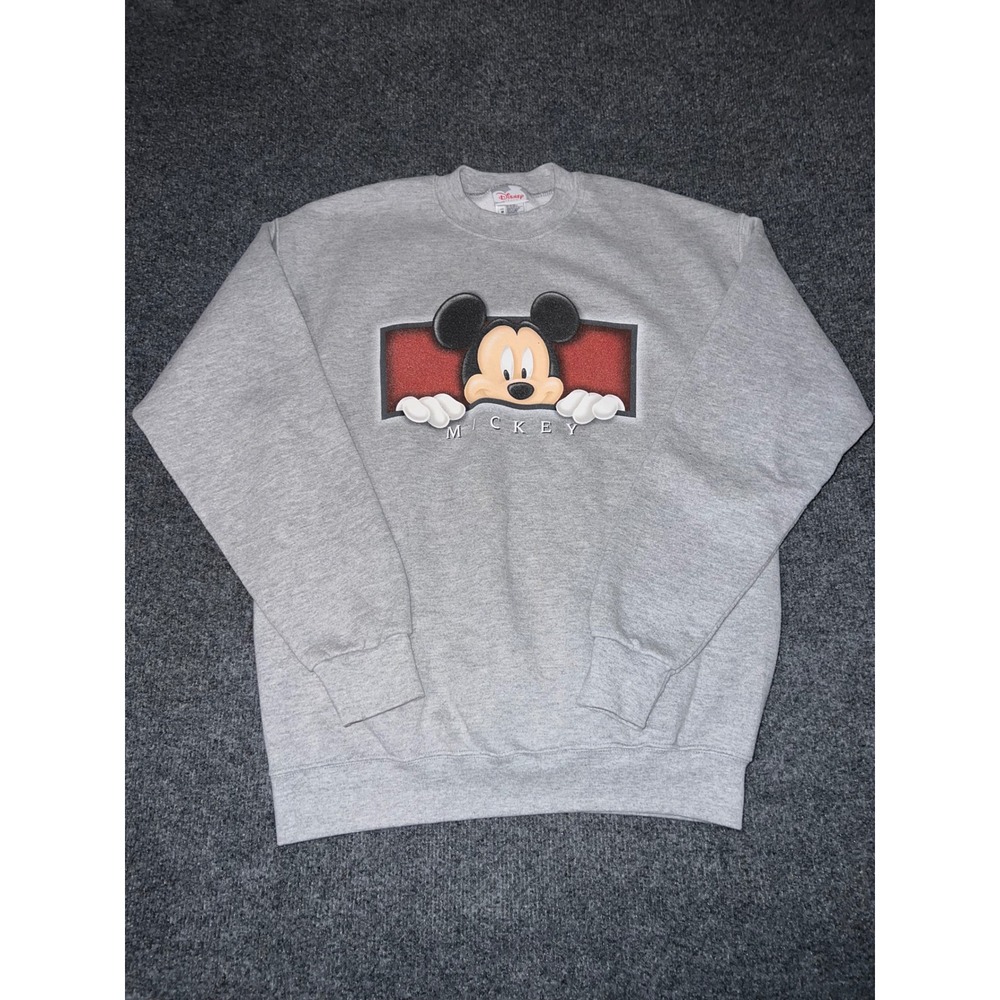 Disney Store Mickey Mouse Graphic Sweatshirt Heather Gray Medium Vintage Style